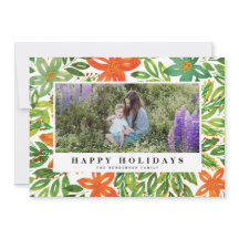 Tarjeta fotográfica de flores pintadas a mano y de