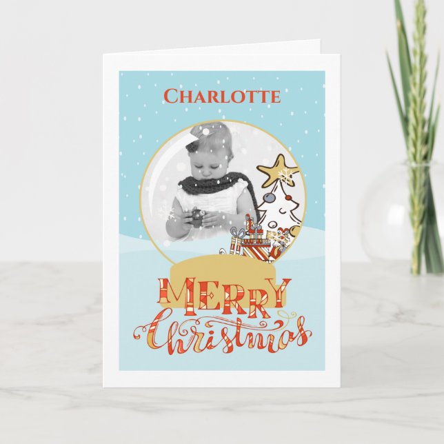 Festiva Tarjeta fotográfica de Globe de Nieve para Árbol d (Anverso)