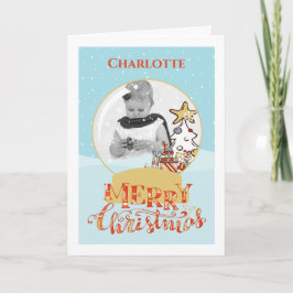 Festiva Tarjeta fotográfica de Globe de Nieve para Árbol d