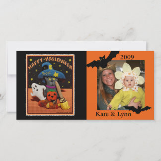 Festiva Tarjeta fotográfica de Halloween con estilo de épo