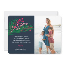 Tarjeta fotográfica de hojas y bayas