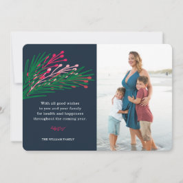 Festiva Tarjeta fotográfica de hojas y bayas