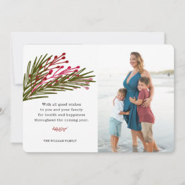 Festiva Tarjeta fotográfica de hojas y bayas