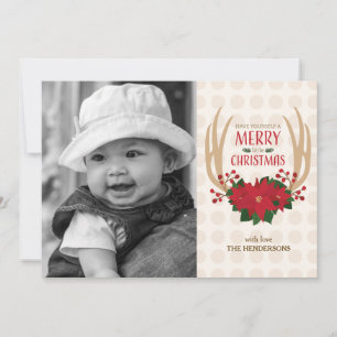 Festiva Tarjeta fotográfica de la Antlers de Poinsettia
