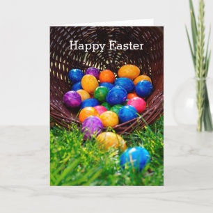 Festiva Tarjeta fotográfica de la cesta de huevos de pascu