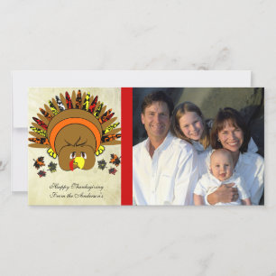 Festiva Tarjeta fotográfica de la familia Cute Turkey Than