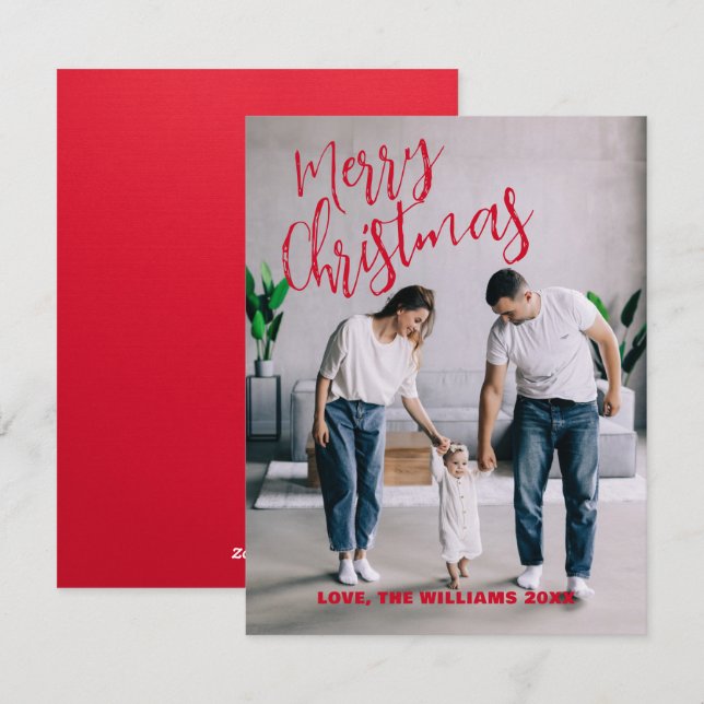 Festiva Tarjeta fotográfica de la familia de Navidades Min (Anverso / Reverso)