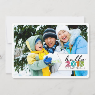 Festiva Tarjeta fotográfica de la familia Hello Happy New 