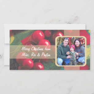 Festiva Tarjeta fotográfica de la familia Holly Berries y 