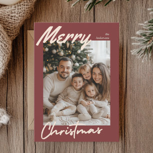 Festiva Tarjeta fotográfica de la familia Merry Christmas 