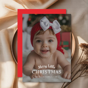 Festiva Tarjeta fotográfica de la familia Merry Little Nav