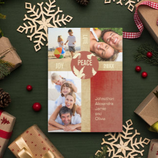 Festiva Tarjeta fotográfica de la familia Peace on Earth