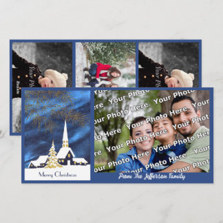 Festiva Tarjeta fotográfica de la iglesia de Navidades Sno