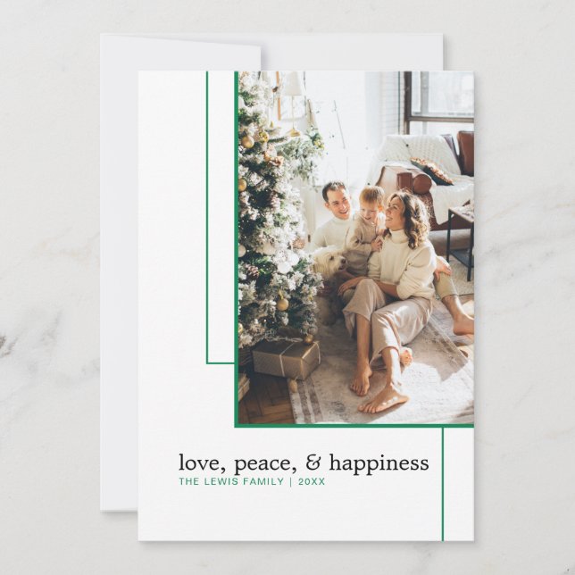 Festiva Tarjeta fotográfica de línea verde simple (Anverso)