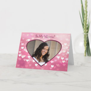 Festiva Tarjeta fotográfica de los corazones rosados de Sa