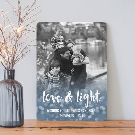 Festiva Tarjeta fotográfica de Love and Light Bokeh Hanukk