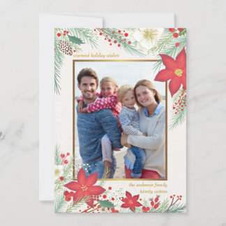Festiva Tarjeta fotográfica de marco de Navidades de moda
