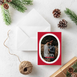 Festiva Tarjeta fotográfica de marco Oval de vacaciones fe