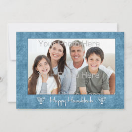 Festiva Tarjeta fotográfica de Menorahs azul y blanca