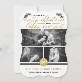 Festiva Tarjeta fotográfica de Navidad, Relieve metalizado