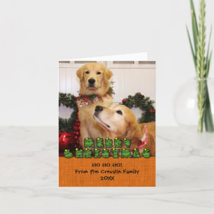 Festiva Tarjeta fotográfica de Navidades de Golden Retrive