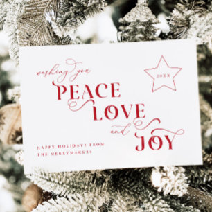 Festiva Tarjeta fotográfica de Navidades de Peace Love Joy