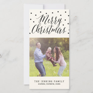 Festiva Tarjeta fotográfica de Navidades de puntos clásico