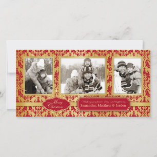 Festiva Tarjeta fotográfica de oro Brocade para navidades