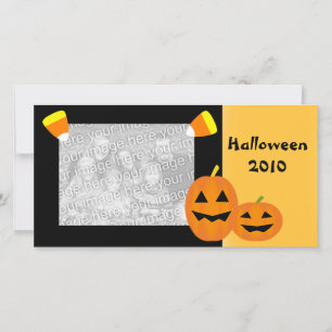 Festiva Tarjeta fotográfica de parche de calabaza de Hallo