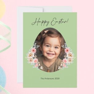 Festiva Tarjeta fotográfica de Pascua con marco de huevo f
