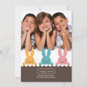 Festiva Tarjeta fotográfica de Pascua de Bunny Siblings