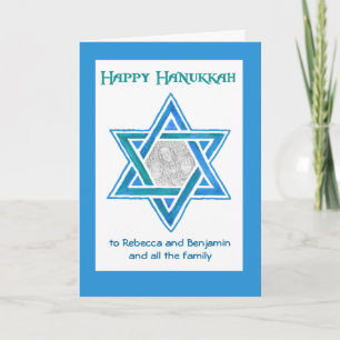 Festiva Tarjeta fotográfica de personalizable Hanukkah, Es