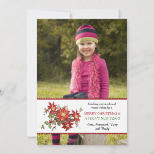 Festiva Tarjeta fotográfica de Poinsettias de época