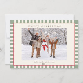 Festiva Tarjeta fotográfica de rayas verdes para Navidades
