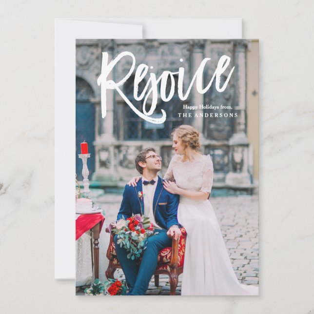 Festiva Tarjeta fotográfica de regocijo de vacaciones sobr (Anverso)