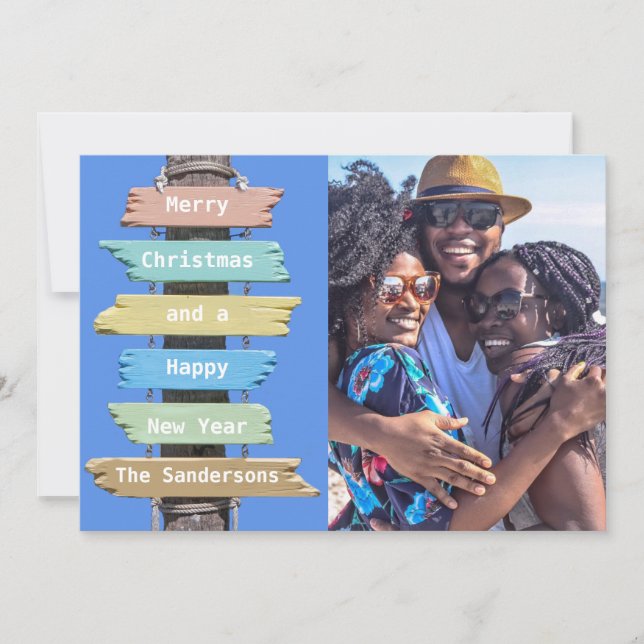 Festiva Tarjeta fotográfica de Rótulo temático de playa pa (Anverso)