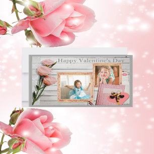 Festiva Tarjeta fotográfica de San Valentín, rosas rosas r