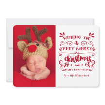 Tarjeta fotográfica de tipografía navideña muy mor