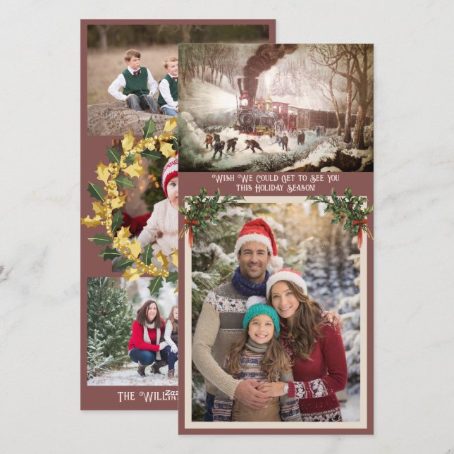 Festiva Tarjeta fotográfica de tren de Snowbound (Anverso / Reverso)