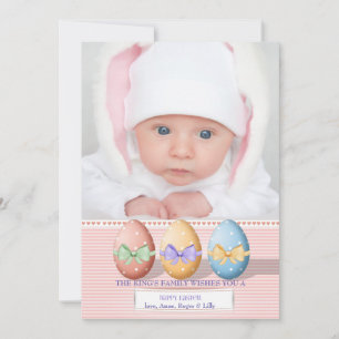 Festiva Tarjeta fotográfica de tres huevos de Pascua