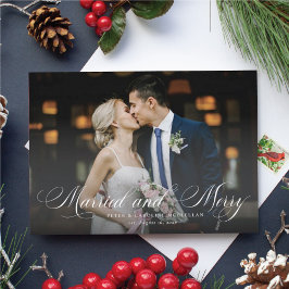 Festiva Tarjeta fotográfica de vacaciones casada y casada