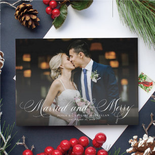 Festiva Tarjeta fotográfica de vacaciones casada y casada