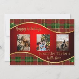 Festiva Tarjeta fotográfica de vacaciones con borde verde