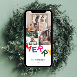 Festiva Tarjeta fotográfica de vacaciones con letras alegr