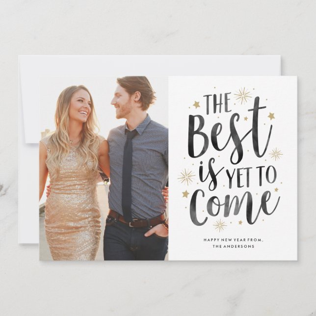 Festiva Tarjeta fotográfica de vacaciones de Año Nuevo (Anverso)