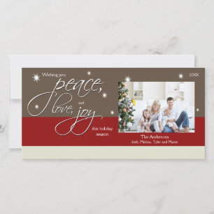 Festiva Tarjeta fotográfica de vacaciones de paz amor aleg