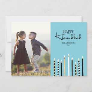 Festiva Tarjeta fotográfica de vacaciones feliz Hanukkah C