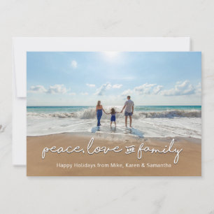 Festiva Tarjeta fotográfica de vacaciones Paz, amor y fa