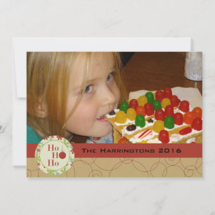 Festiva Tarjeta fotográfica de vacaciones personalizada Ho