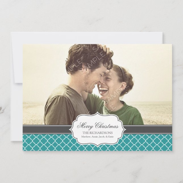 Festiva Tarjeta fotográfica de vacaciones Quatrefoil (Anverso)